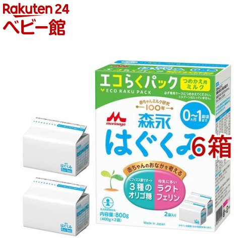 楽天市場】森永 はぐくみ エコらくパック つめかえ用(2袋入×6箱(1袋