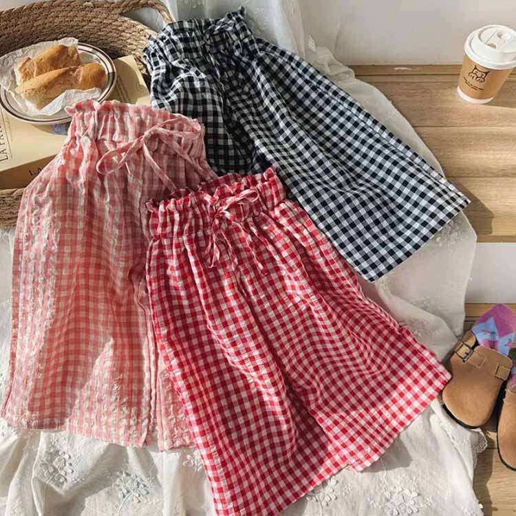 楽天市場】キッズ ワイドパンツ チェック柄 ガウチョパンツ フレア