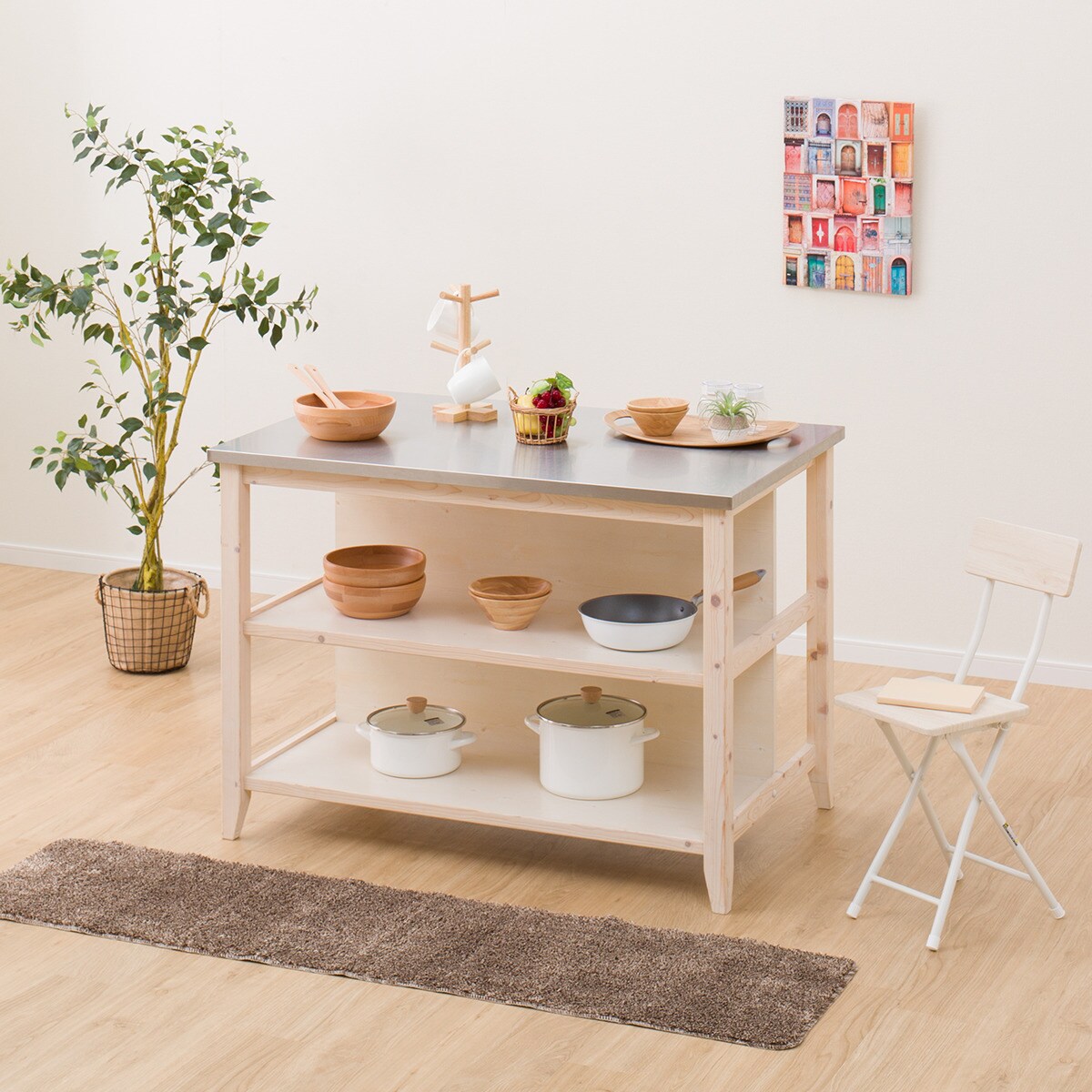 楽天市場】[幅120cm] ワークテーブル (シナモ12078WH ステン) ニトリ