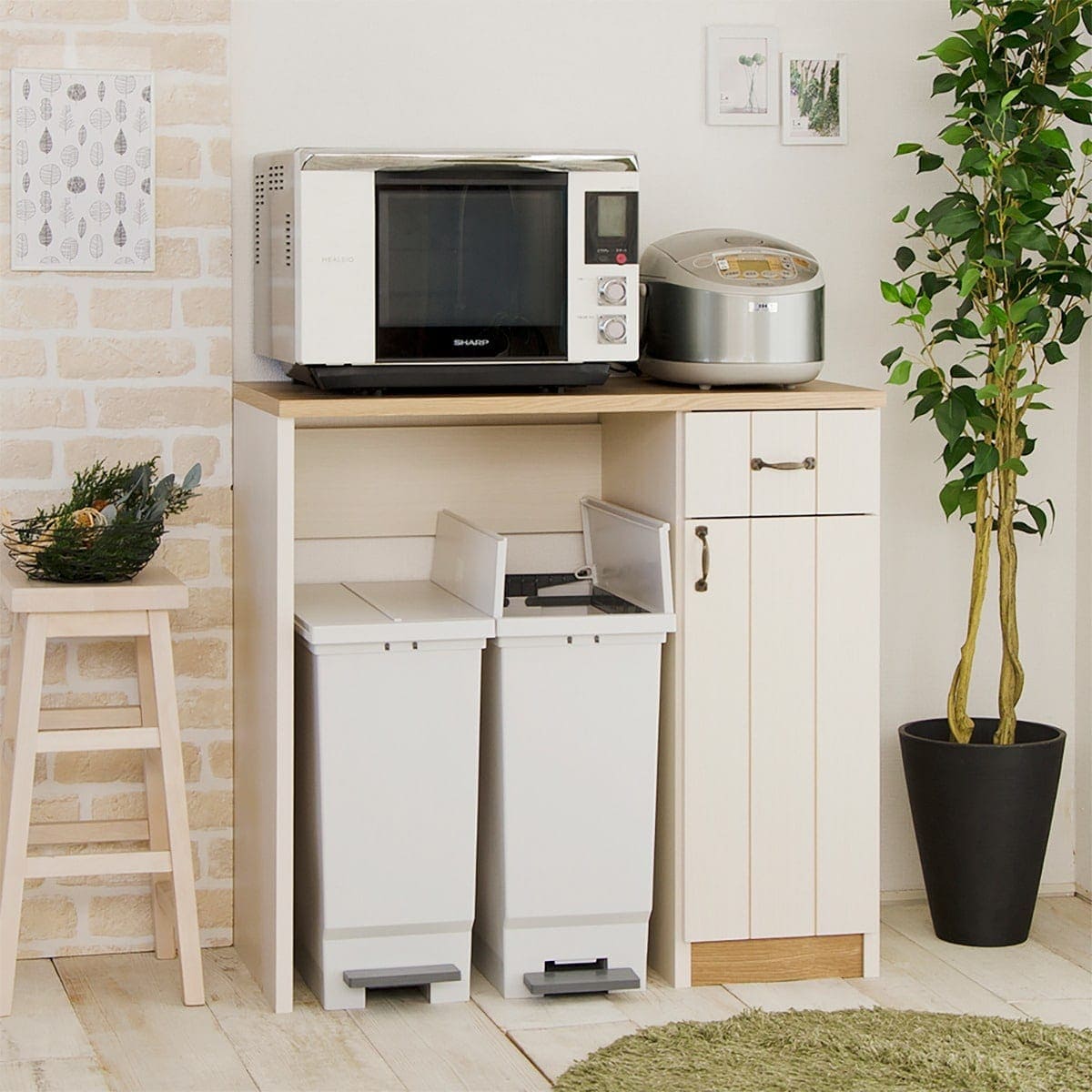 楽天市場】ゴミ箱がすっきり納まるキッチンカウンター （WH） ニトリ