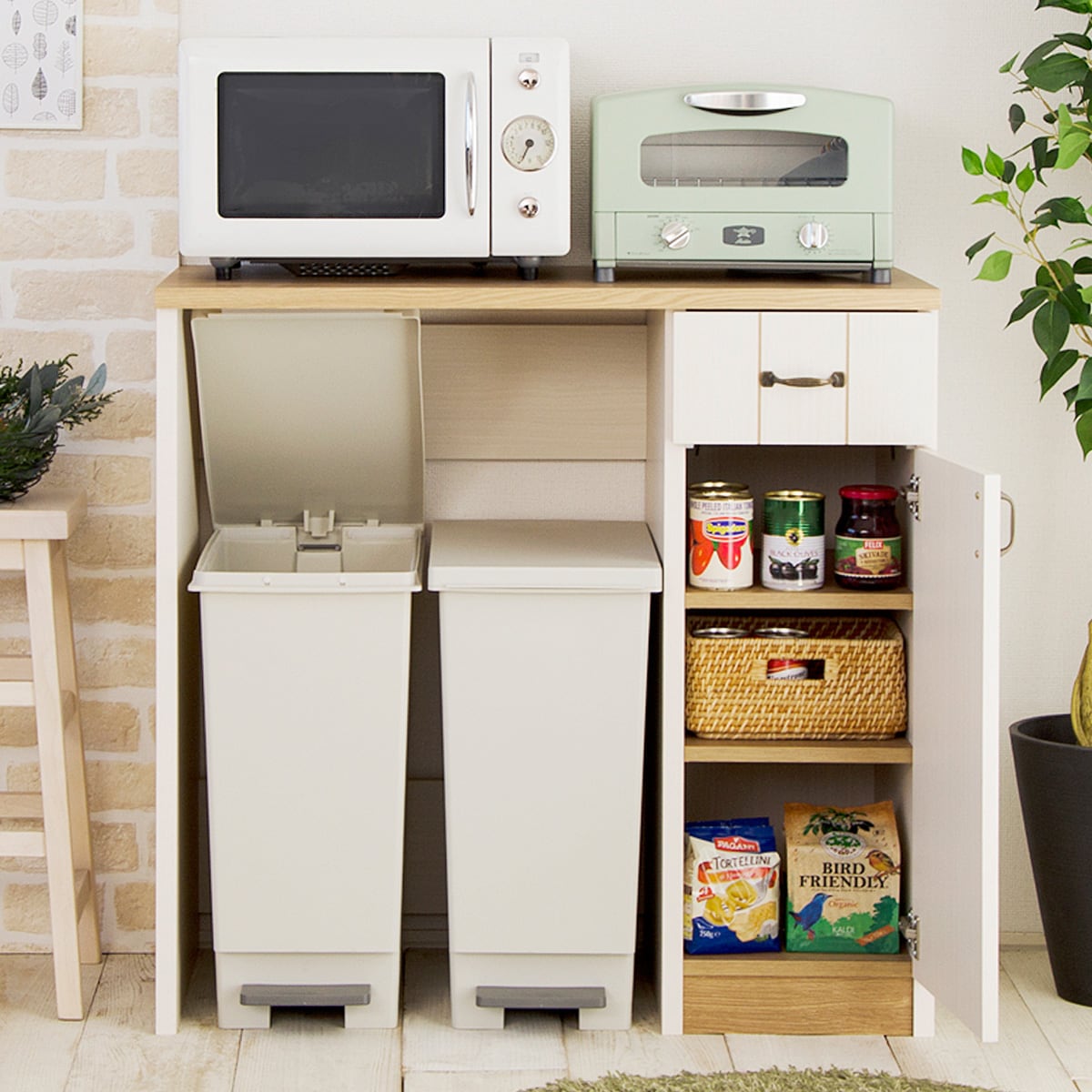 楽天市場】ゴミ箱がすっきり納まるキッチンカウンター （WH） ニトリ