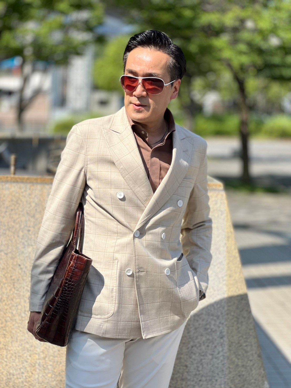 楽天市場】【クリームベージュウィンドウペンチェックダブルジャケット