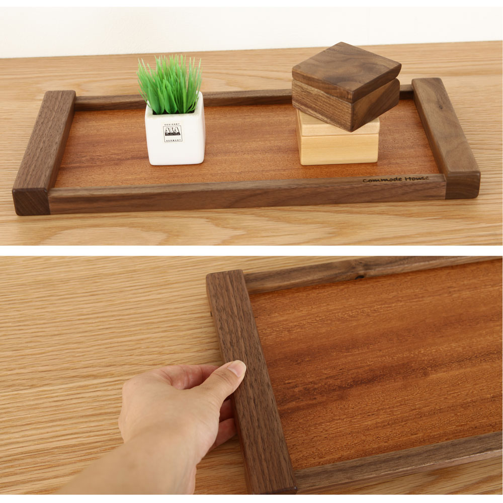 楽天市場】トレイ 木製 ウォールナット 鉄刀木 お盆 木製トレー 天然木