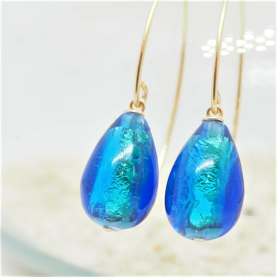 楽天市場】ホタルガラス 大ぶり ピアス 青 沖縄 ブルー 金属アレルギー
