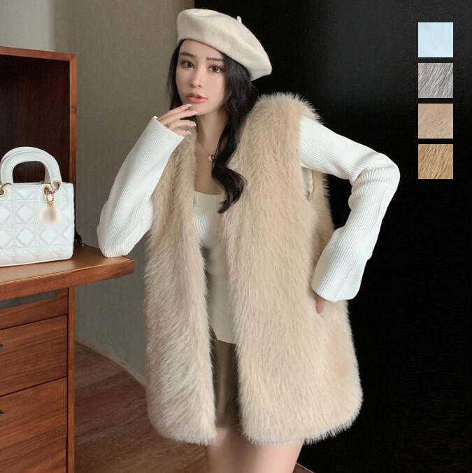 楽天市場】【送料無料】ファーコート ベスト フェイクファー コート