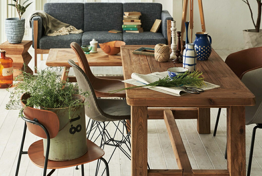 楽天市場】ダイニングテーブル 古材 古木 幅160cm 木製 6人掛け 6人用