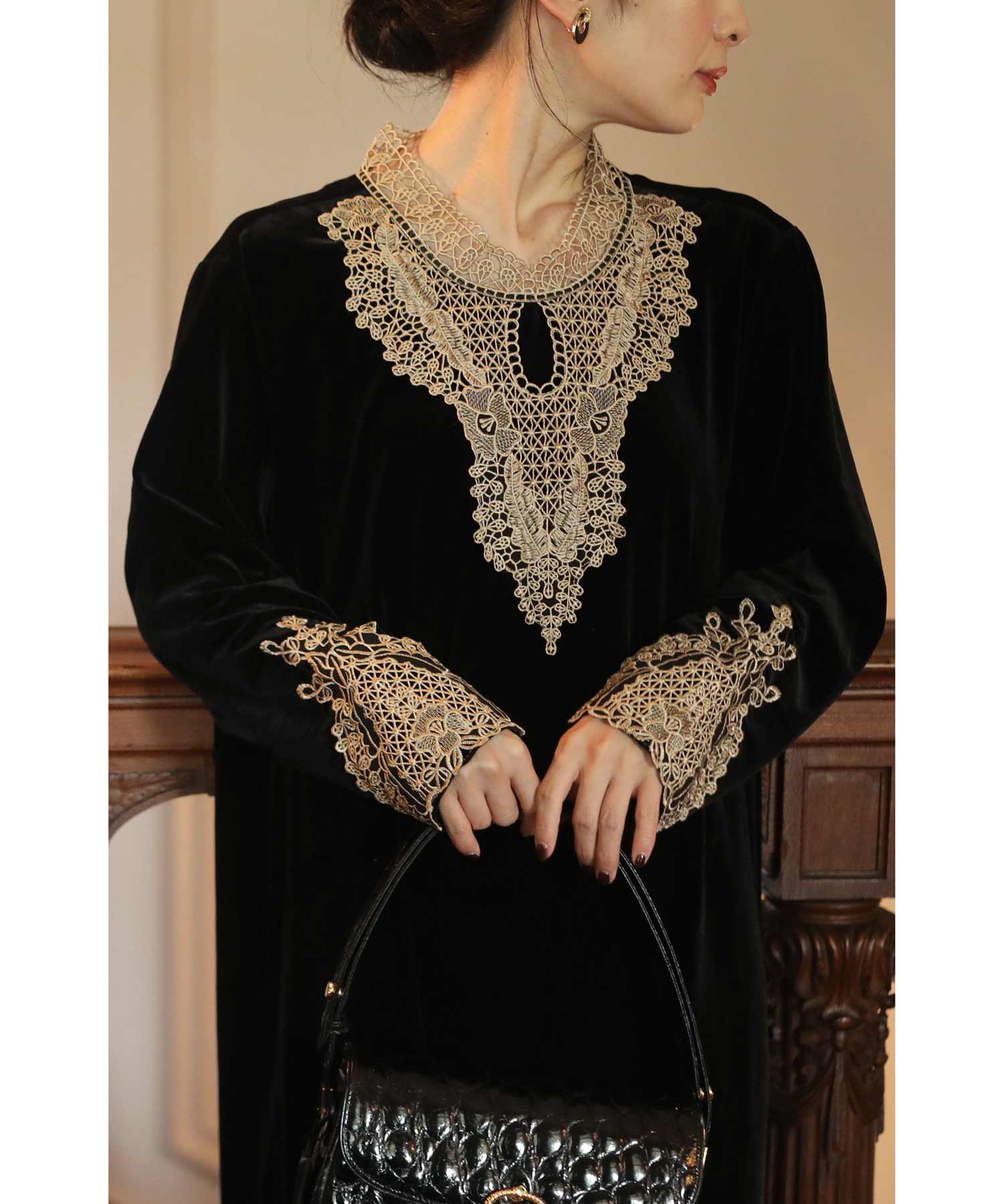 楽天市場】（S~3L対応）（黒）（ブラック） アンティークレースの艶