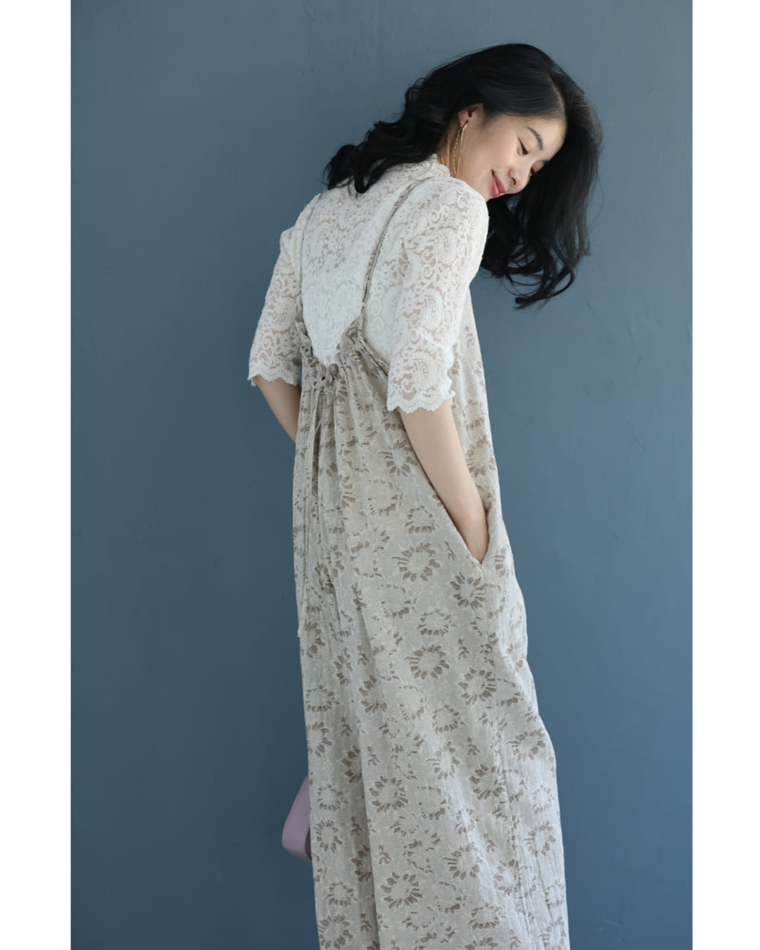 楽天市場】（S~L対応）くったり柔らかな花柄ジャガードサロペット : cawaii