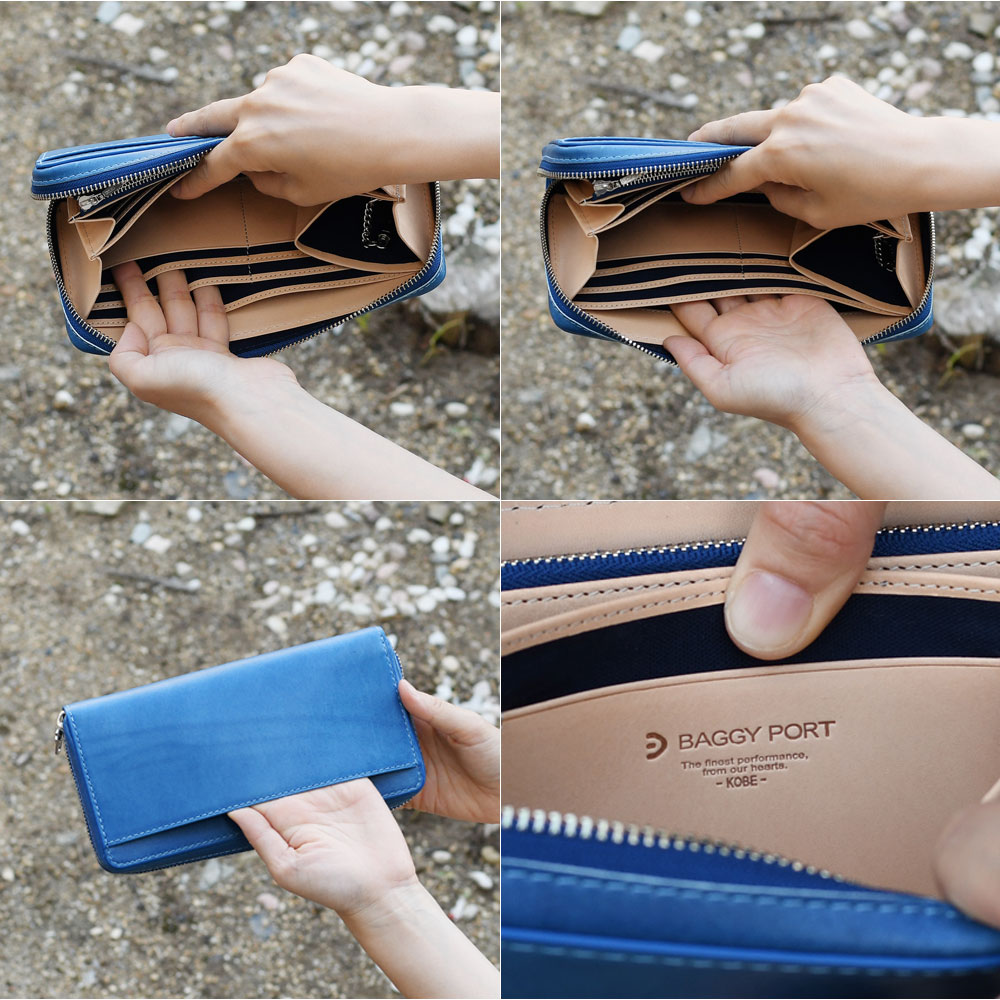 楽天市場】長財布 ラウンドファスナー 大容量 藍染レザー 本革 財布