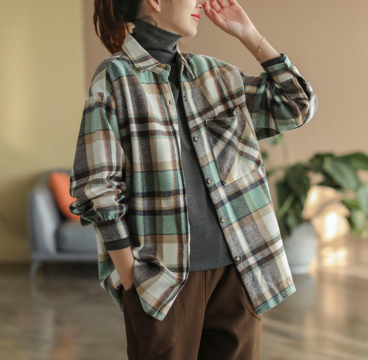 楽天市場】チェックシャツ レディース 綿 チュニック シャツ 長袖 折り