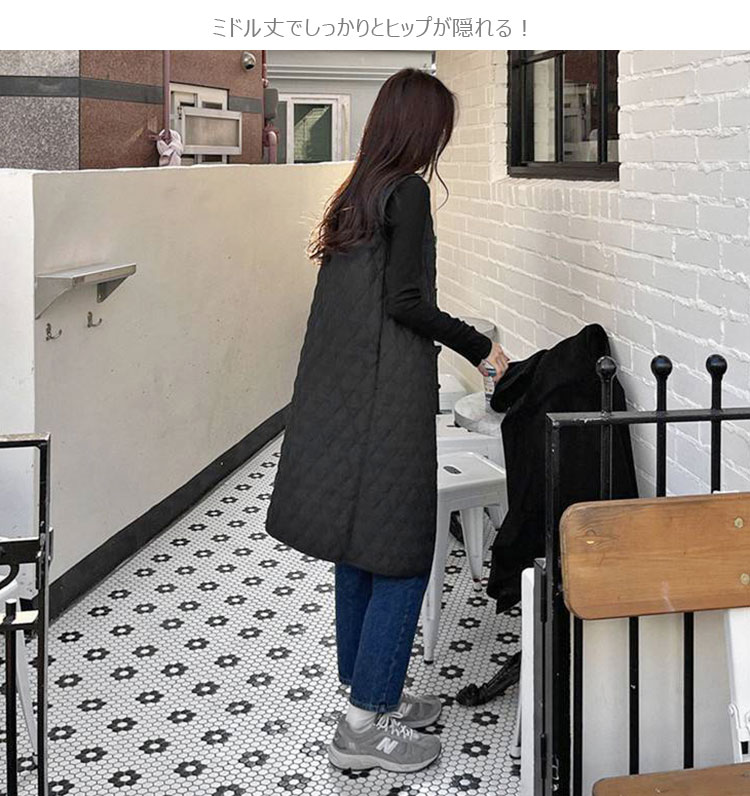 楽天市場】中綿ベスト キルティング レディース ロング ベスト ロング