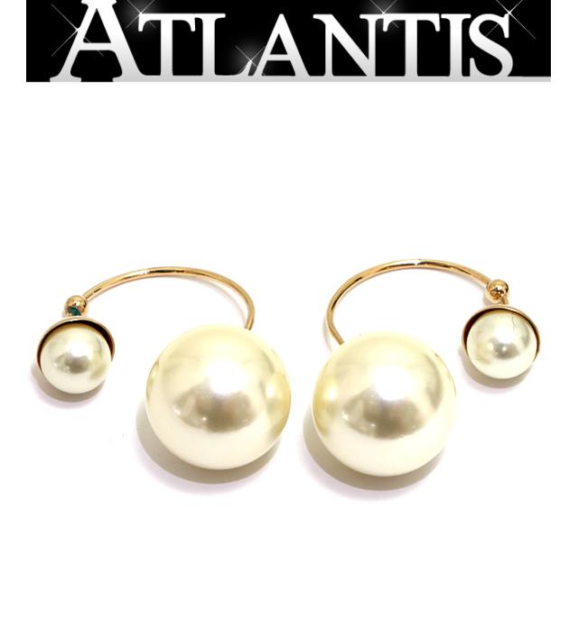 楽天市場】美品 ディオール Dior パール フープピアス ゴールド