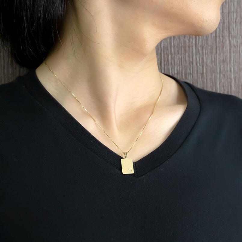 楽天市場】ネックレス 18金 ペンダントトップ 刻印 文字入れ プレート