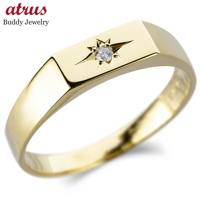 楽天市場】10金 リング 印台 シグネットリング 指輪 ダイヤモンド