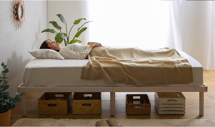 楽天市場】パイン材 高さ2段階調整脚付きすのこベッド(ダブル) Twily