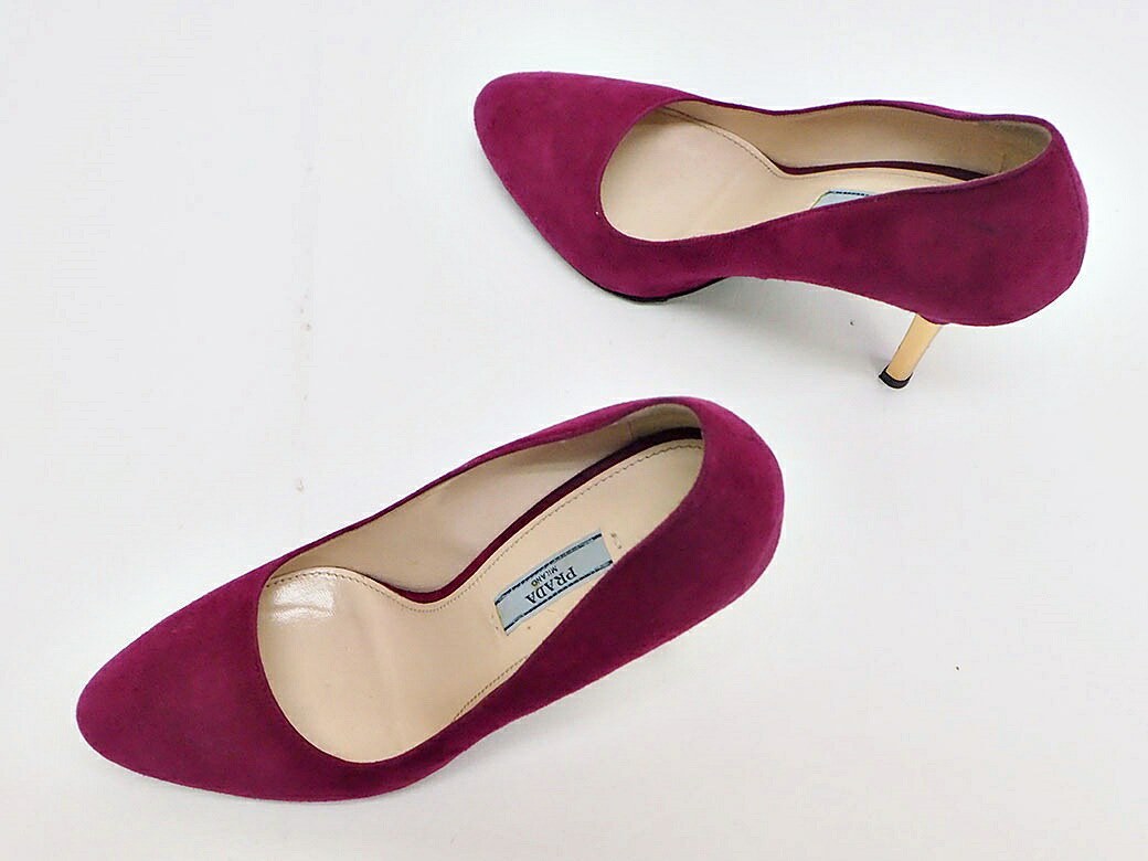 楽天市場】プラダ PRADA パンプス ピンヒール スエード ピオニー