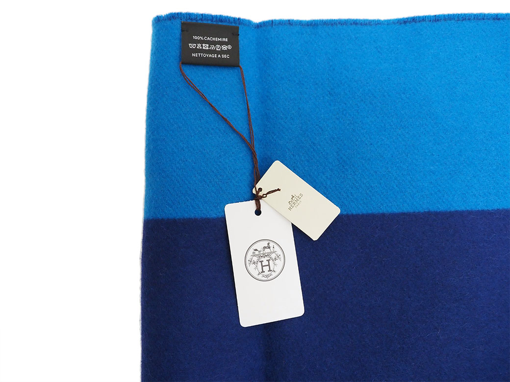 楽天市場】エルメス HERMES ダブルH カシミヤマフラー ブルーシアン
