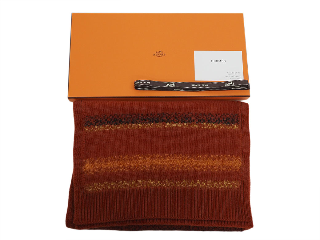 楽天市場】エルメス HERMES マフラー フェードストライプ オレンジ