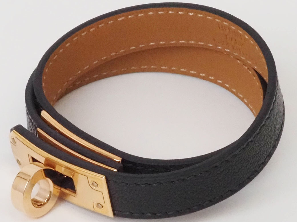 楽天市場】エルメス HERMES レザーブレスレット 黒 ブラック ケリー