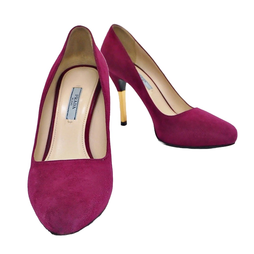 楽天市場】プラダ PRADA パンプス ピンヒール スエード ピオニー