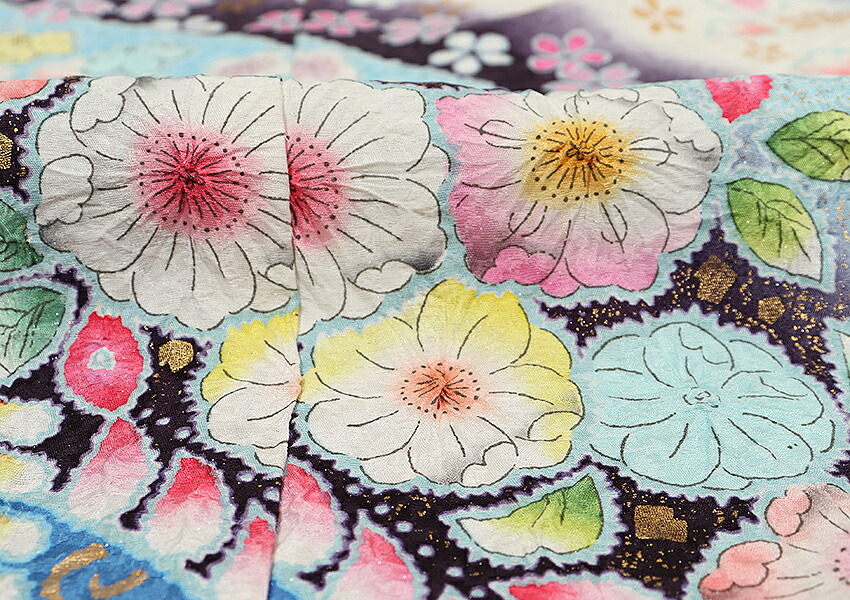 楽天市場】振袖 販売 フルセット 辻が花 桐屋 桐屋翠山工房 青 白 正絹