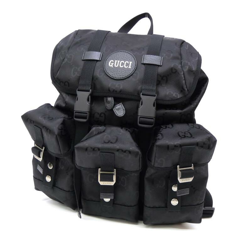 楽天市場】GUCCI グッチ リュックサックブラックGG柄ナイロン ロゴ