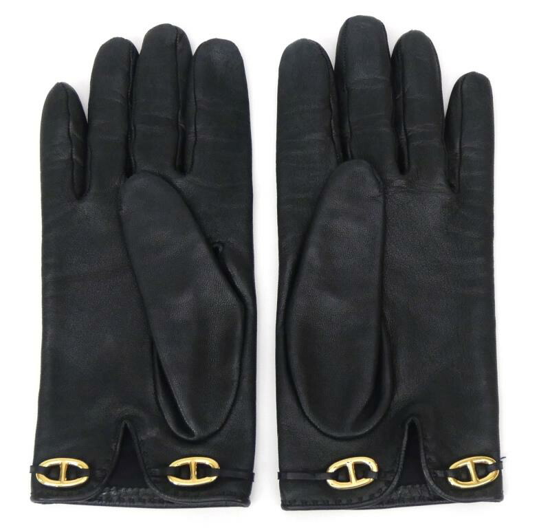 楽天市場】エルメス HERMES 手袋 シェーヌダンクル レザーグローブ 黒