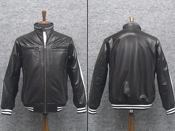 楽天市場】シープスキンレザー スタジャン 革ジャン 黒 羊革（ラム革