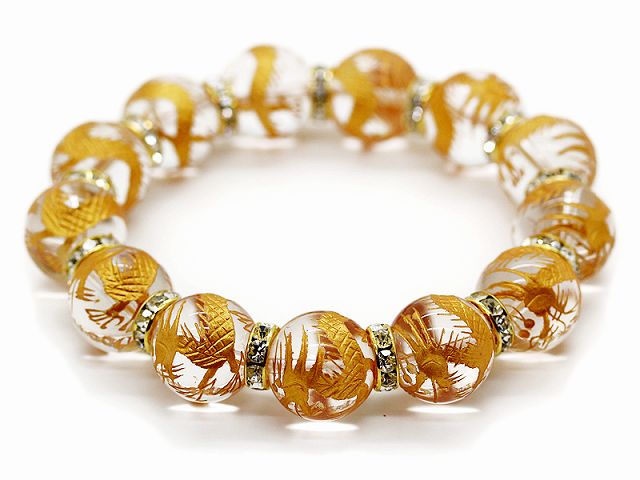 楽天市場】金彫り五本爪皇帝龍 水晶 16mm ゴールドロンデル 数珠
