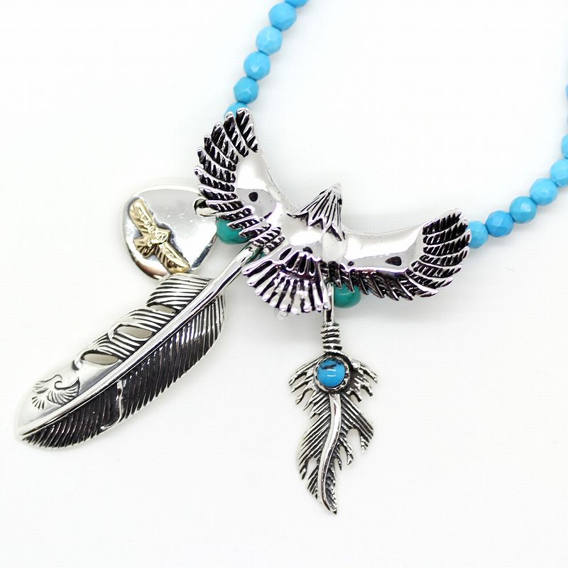 楽天市場】シルバー 925 イーグル フェザー 4点 ターコイズ ネックレス