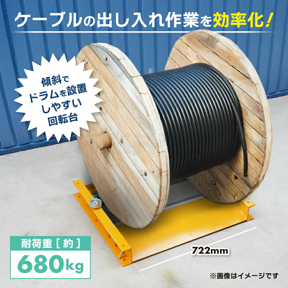 楽天市場】ケーブルドラム回転台 ドラムローラー 外幅650mmまで対応 耐