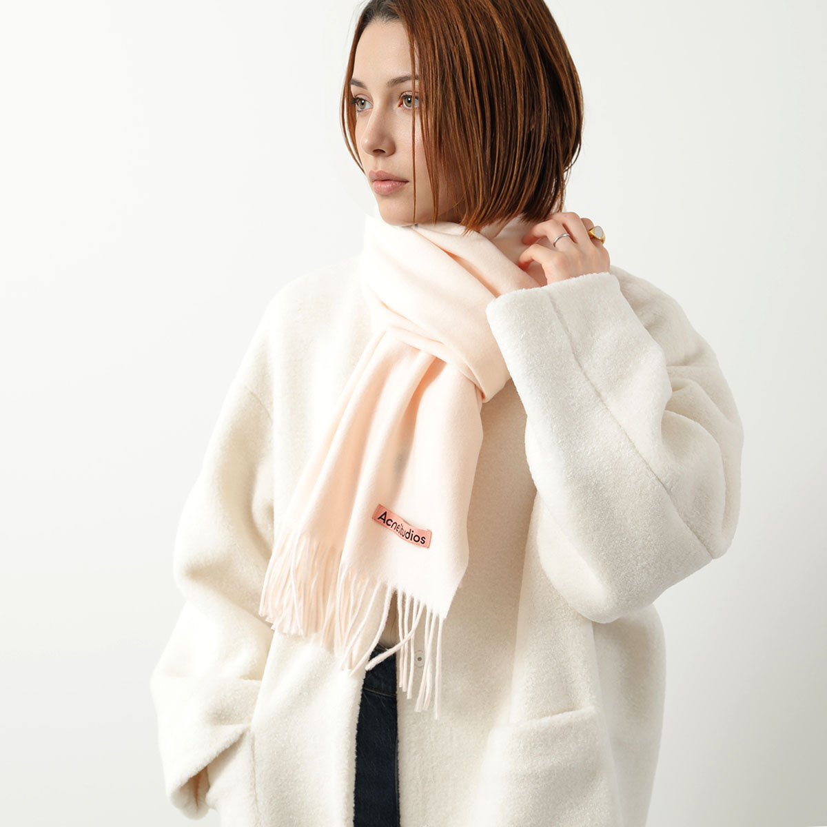 Acne Studios ネイビー マフラー フリンジ付き S1151013662 - 小物ポロ