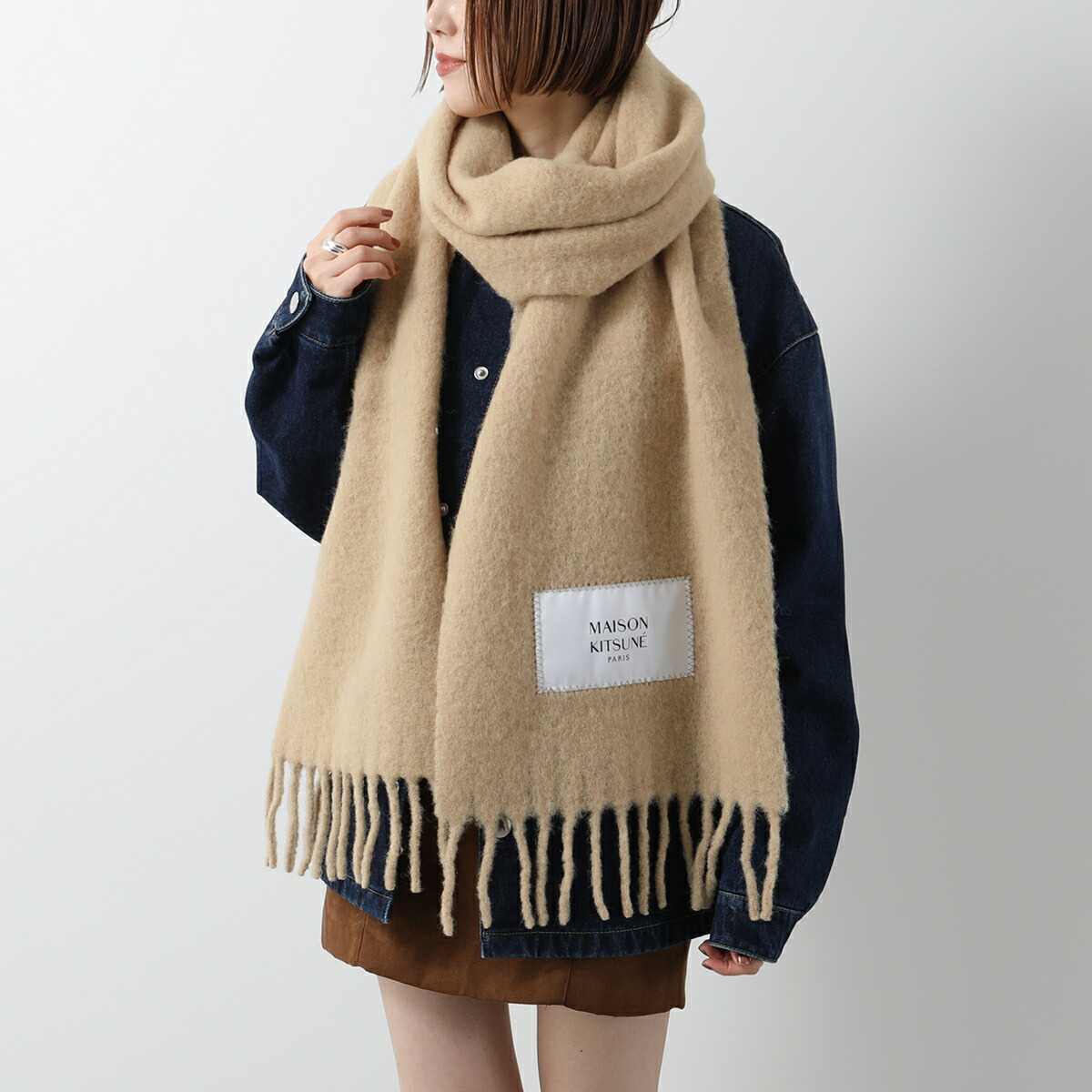 楽天市場】MAISON KITSUNE メゾンキツネ マフラー BABY ALPACA PLAIN
