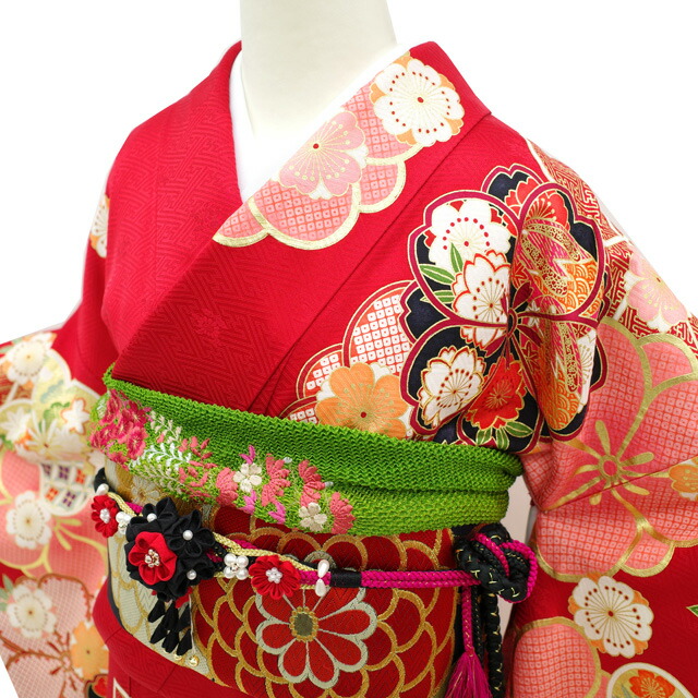 楽天市場】【中古】 振袖 リサイクル着物 正絹 袷 金駒刺繍 金彩加工