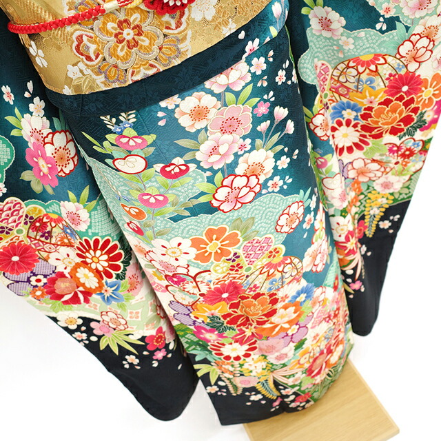 楽天市場】【中古】 振袖 着物 リサイクル 袷 フォーマル 正絹 青緑系