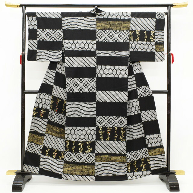 楽天市場】【中古】 訪問着 リサイクル 着物 正絹 袷 黒地 鹿の子 絞り