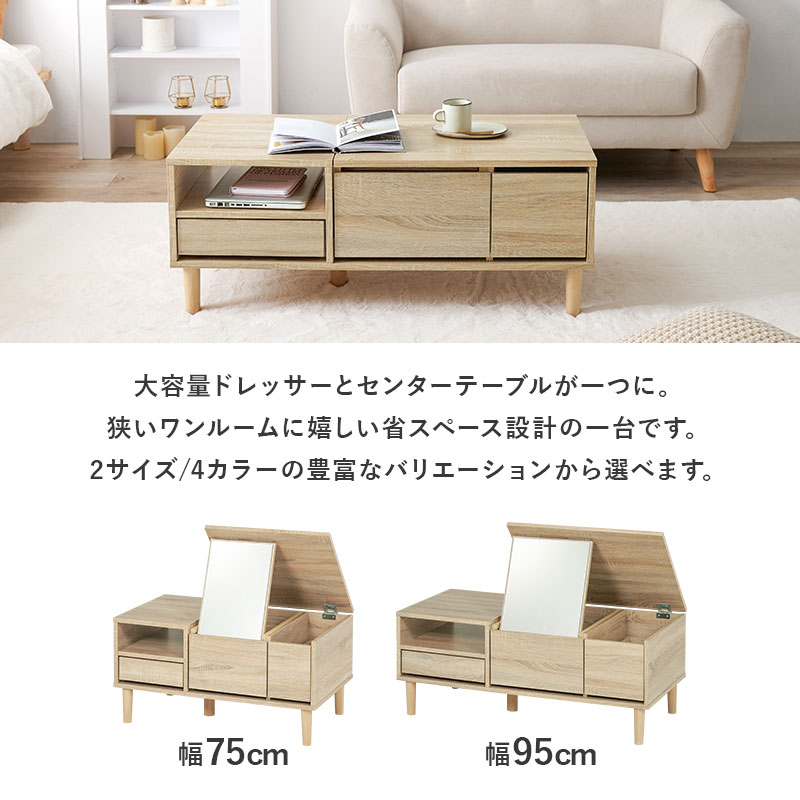 楽天市場】【エントリーで最大P4倍】ドレッサーテーブル 幅75/95cm