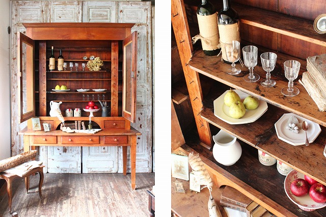 楽天市場】フランスアンティーク チェリー材 カップボード 食器棚 Q95