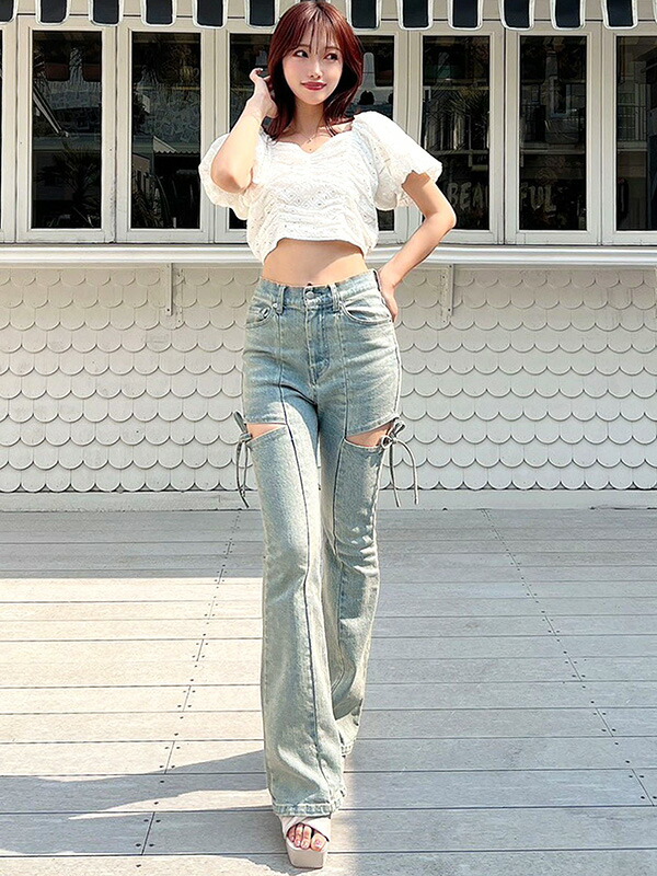 楽天市場】RESEXXY リゼクシー デニム パンツ カット アウト リボン