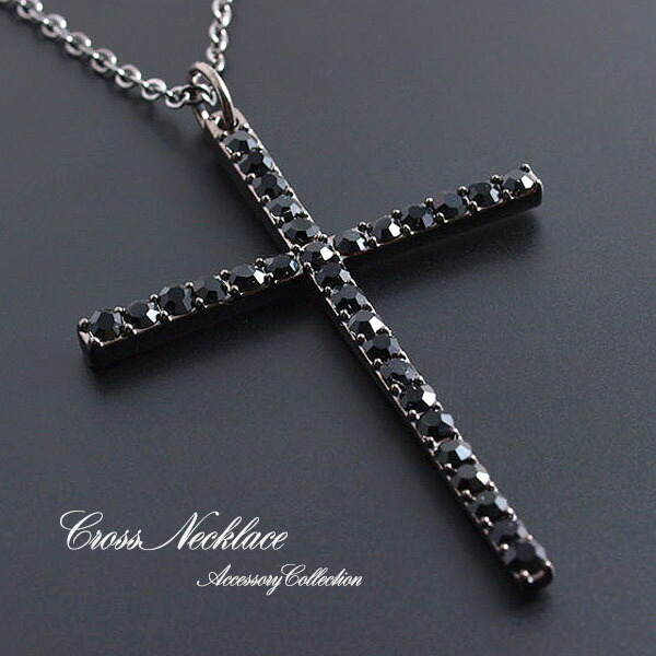 楽天市場】☆半額！スーパーセール☆ブラック クロス ネックレス 60cm