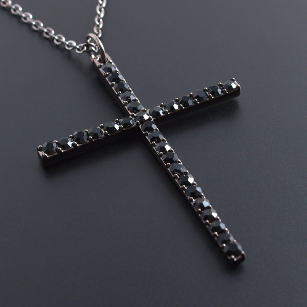楽天市場】☆半額！スーパーセール☆ブラック クロス ネックレス 60cm