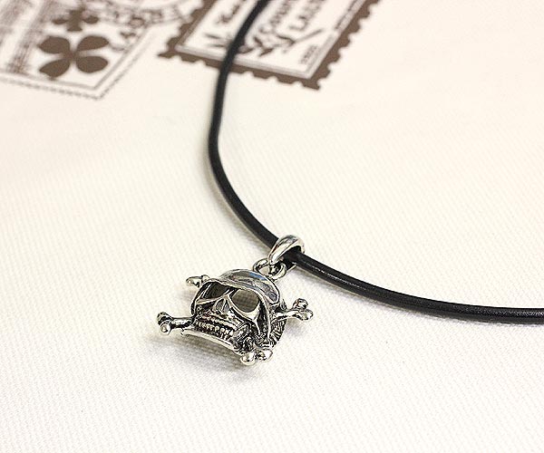 楽天市場】シルバー スカル × ブラック レザー ネックレス 【 送料無料