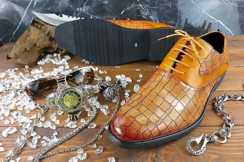 楽天市場】送料無料 クロコ柄 レースアップ 切替 ドレスシューズ