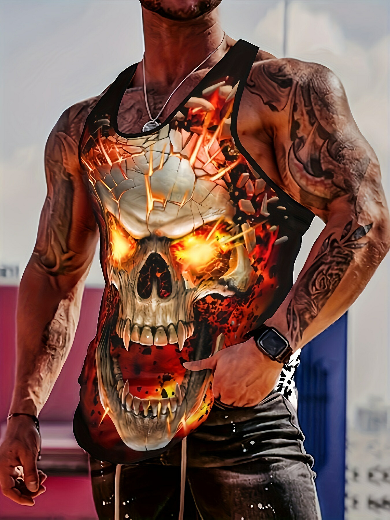 楽天市場】夏物 ド派手 プリント タンクトップ002 柄シャツ ストリート