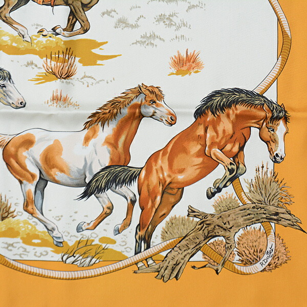 楽天市場】エルメス スカーフ レディース カレ90 LES MUSTANGS 野生馬