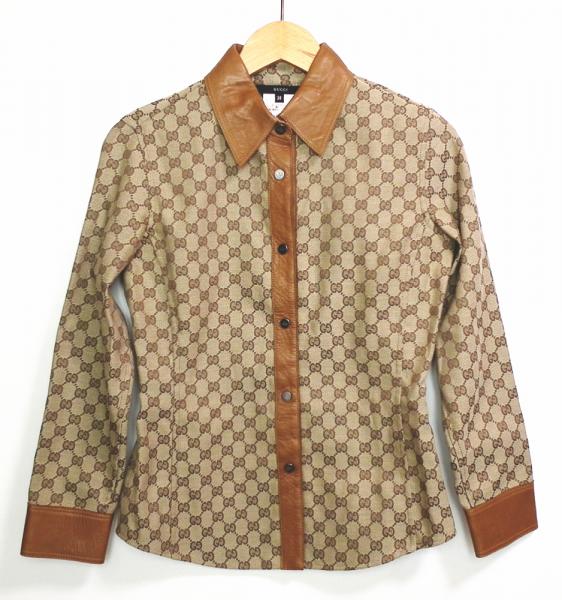 楽天市場】グッチ GGキャンバス シャツ 38 長袖 GG レディース