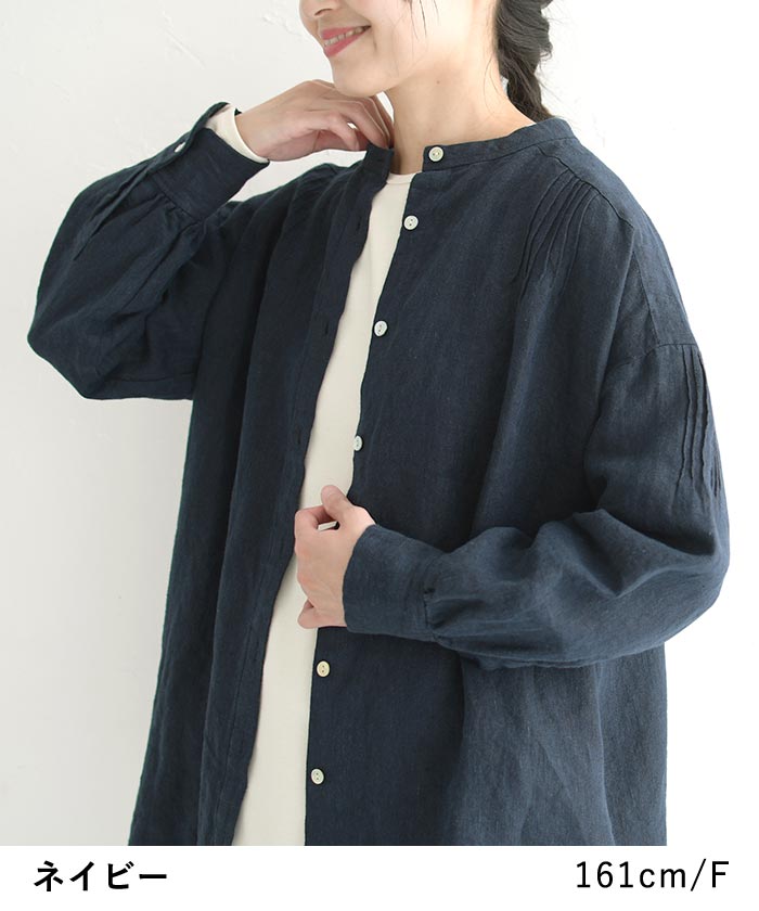 楽天市場】08Mab 9番手リネン ピンタック ワイドチュニック シャツ