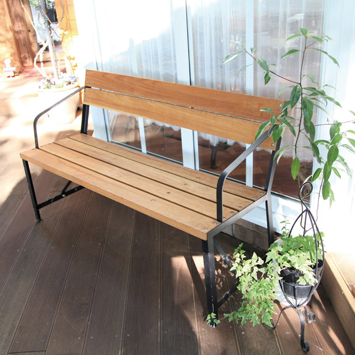 楽天市場】ベンチ ガーデンベンチ 屋外 チーク材 アイアン