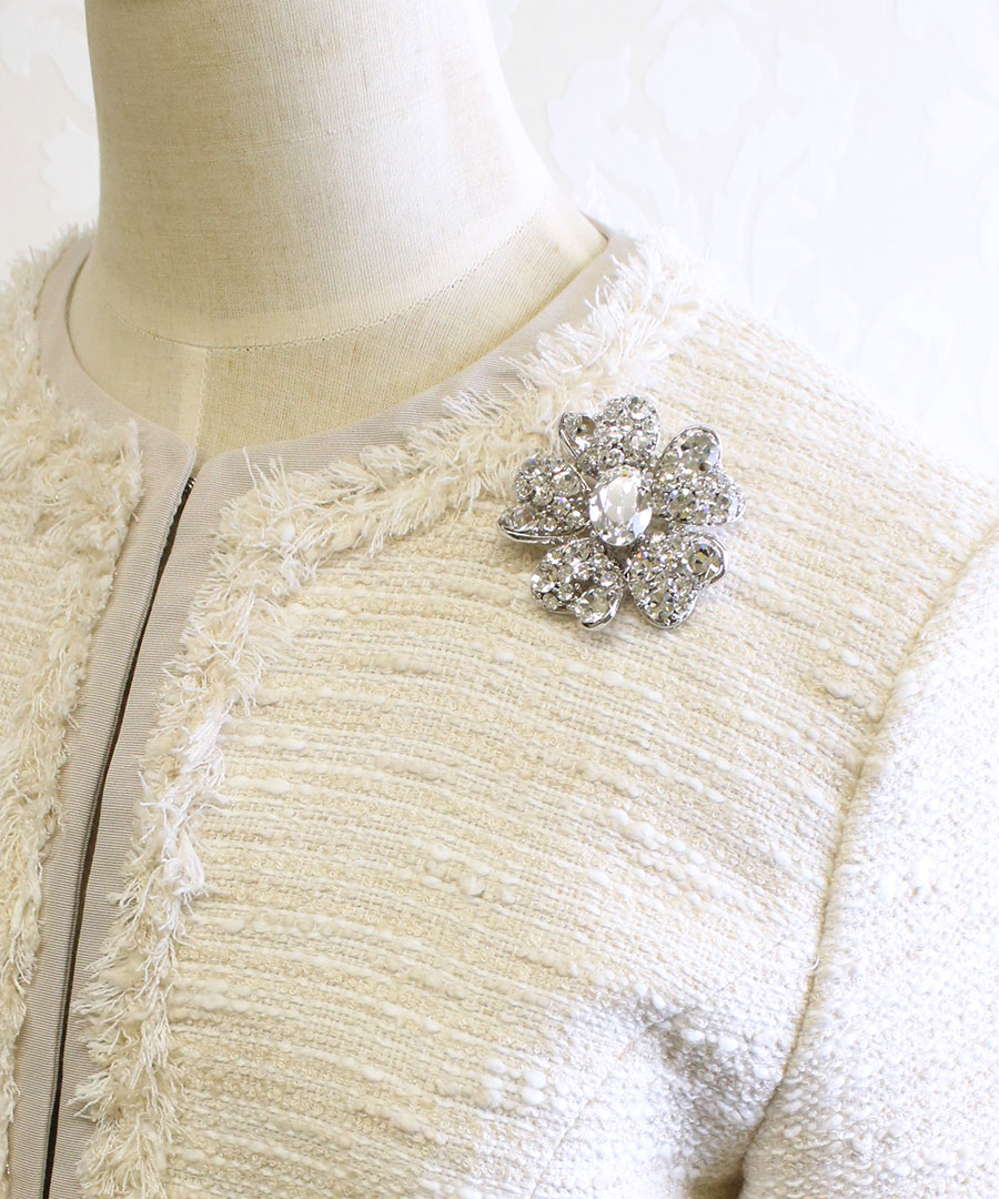 楽天市場】ブローチ フラワー 花 クリスタル ブラックダイアモンド