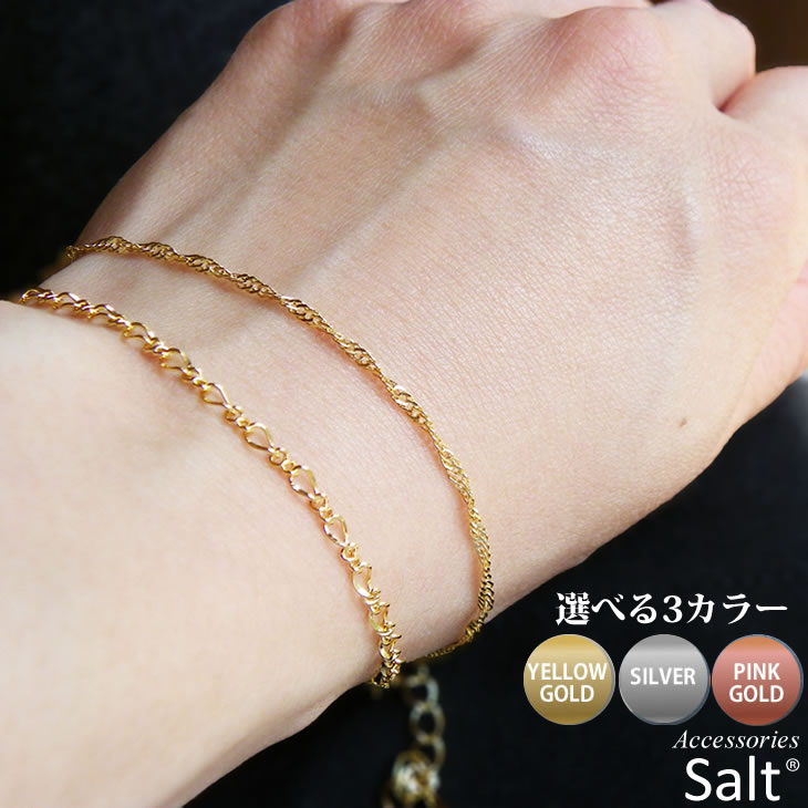 楽天市場】【選べる3カラー】2連チェーン ブレスレット レディース